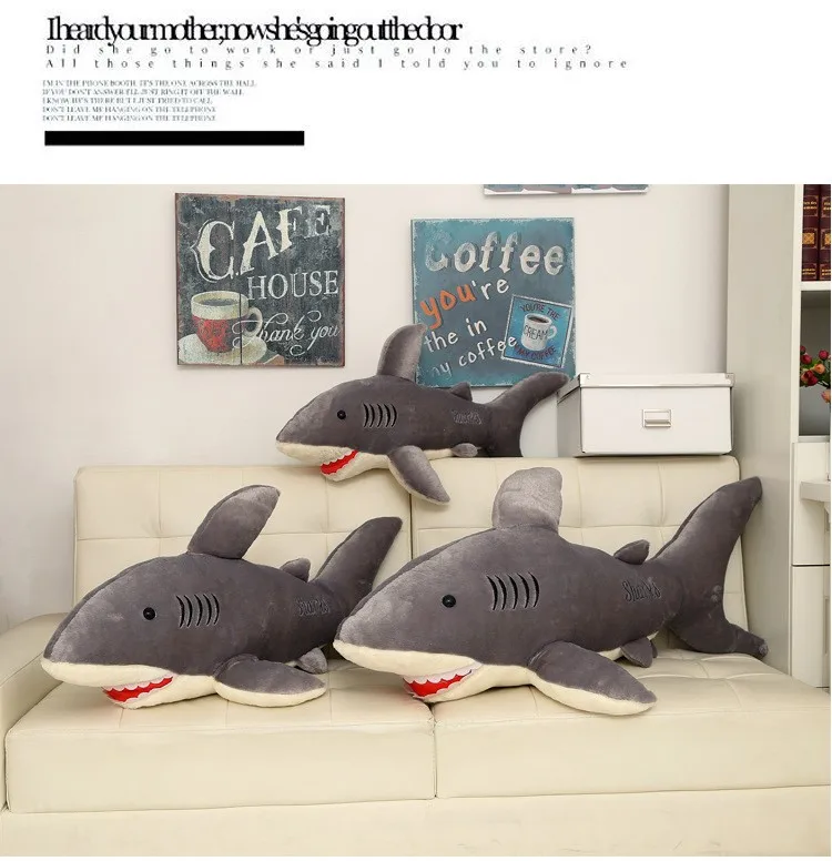 Great Gift Cute Plush Soft Animal Stuffed grey Shark Toy