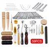 59 Pcs Set Leather Craft Hand Tools Kit for Hand Sewing Stitching Stamping Saddle Making new arrivals