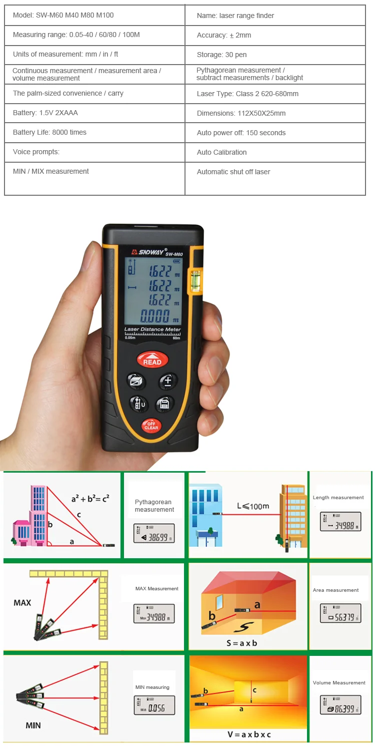 Automatic Calibration Laser Rangefinder 40m Mini Digital Laser Distance Meter Buy Laser