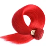 Red Brazilian Straight Human Hair Bundles With Lace Closure 100Gram Per Bundle 100% Human Hair Weaves Bundles Closures