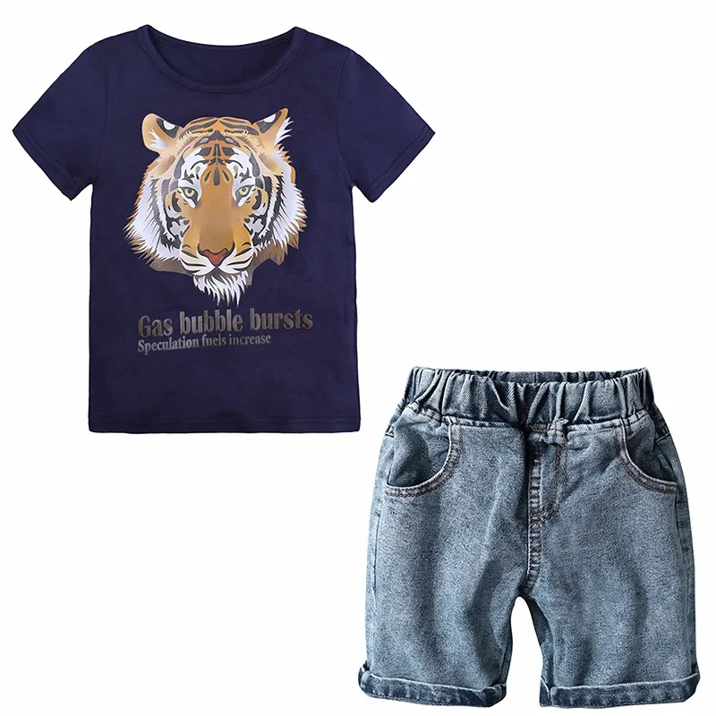 Bulk Wholesale Kids Clothing Summer 2pcs Short Sleeve + Jeans Shorts