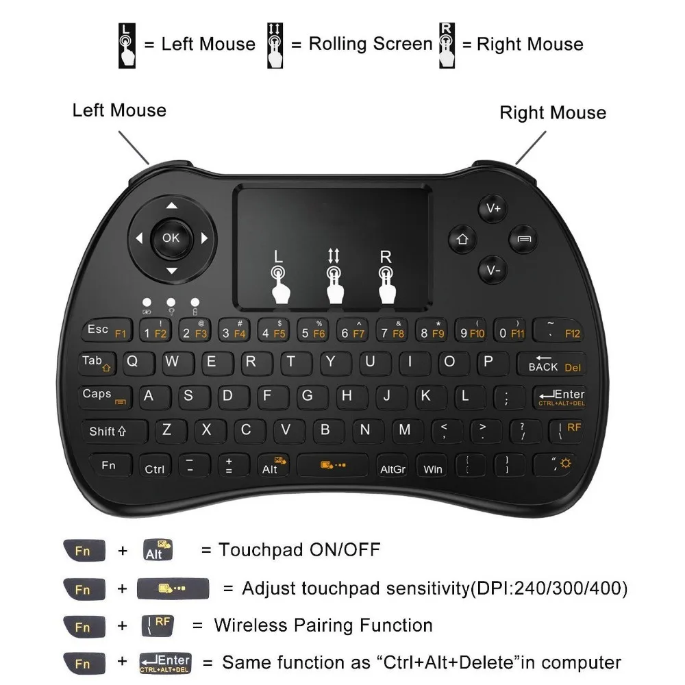 2.4ghz Air Mouse Mini Keyboard Ott Tv Box Remote Controller H9 For Pc