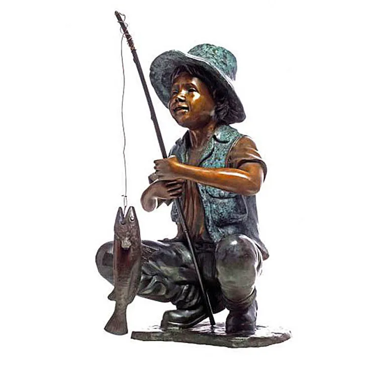 Llife Size Vivid Bronze Fishing Boy Statue For Sale Buy Brass Outdoor