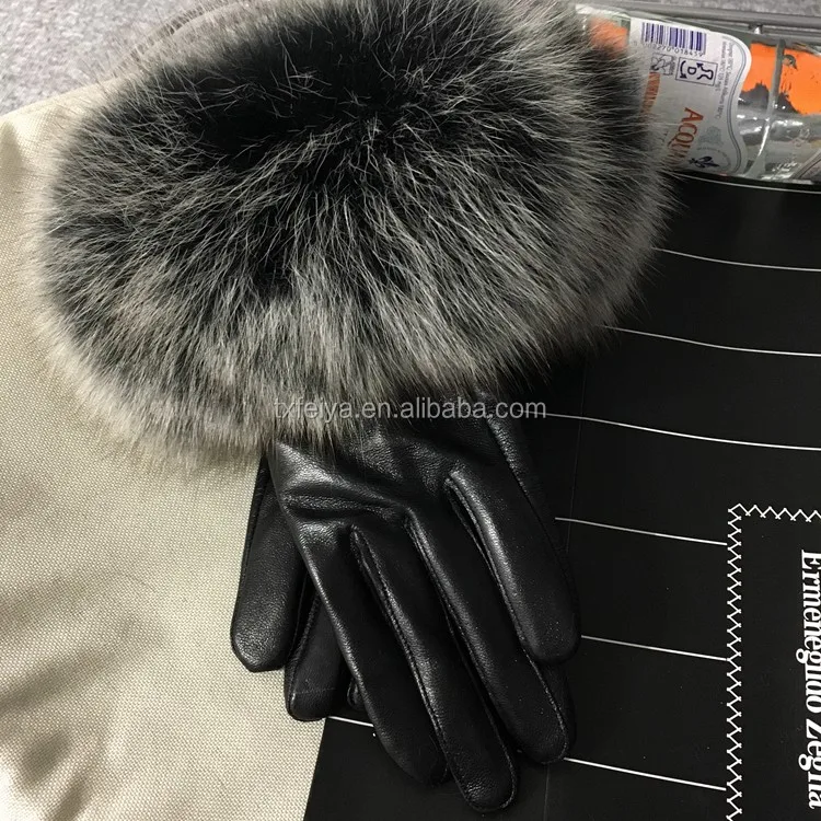 Women Winter Genuine Sheepskin Leather Gloves Raccoon Fur Gloves Buy Raccoon Fur Trim Leather