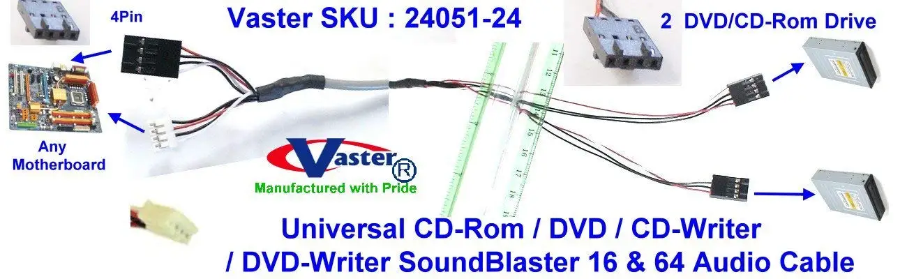 SuperEcable - 24051-50 Pcs/Pack CD-Rom/DVD/CD-Writer/DVD-Writer(2 DVD Drive to Any Sound-Card) Audio Cable