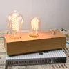 Double or single wooden edison bulbs modern desk industrial switch table lamp E27