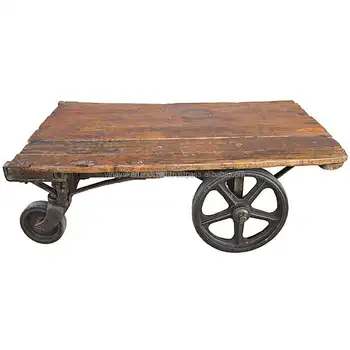 Vintage Cart Coffee Table Reclaimed Wood And Cast Iron Vintage Cart Coffee Table Reclaimed Wood And Cast Iron Wheels