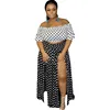 Summer explosion wave dot printing large size two-piece skirt flat shoulder strapless T-shirt slit long skirt wholesale and OEM