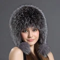 Real Fox Fur Hats Women Cap Natural Fox Fur Balls Casual Hats Fashion Earmuffs Knitted Beanies