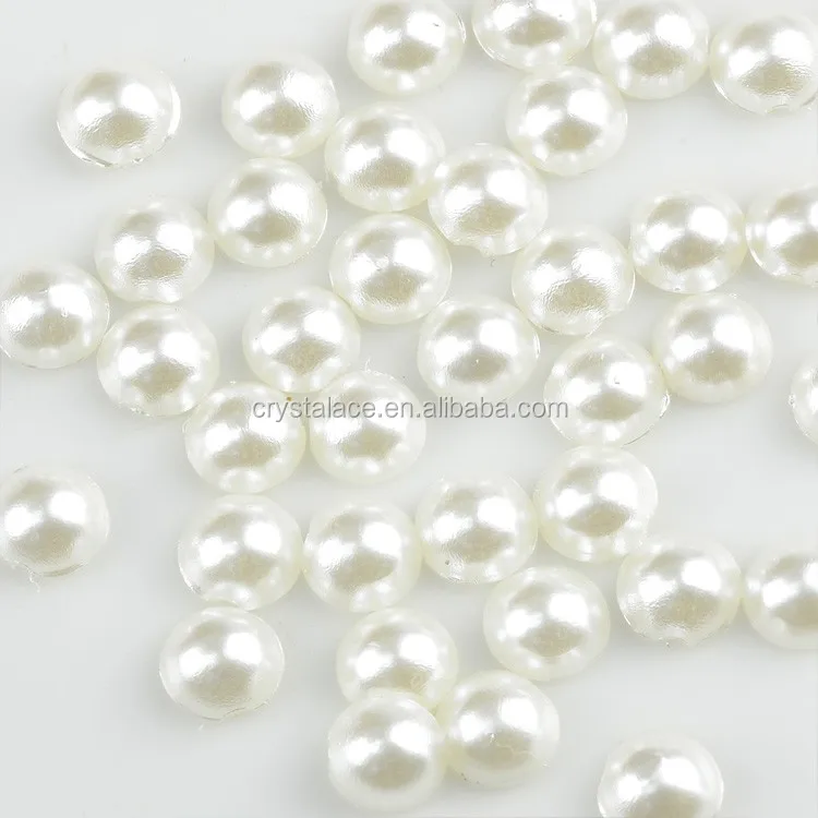Half Round Pearl Imitation Pearl Beads, ABS pearls ivory white color flat back for mobile phone