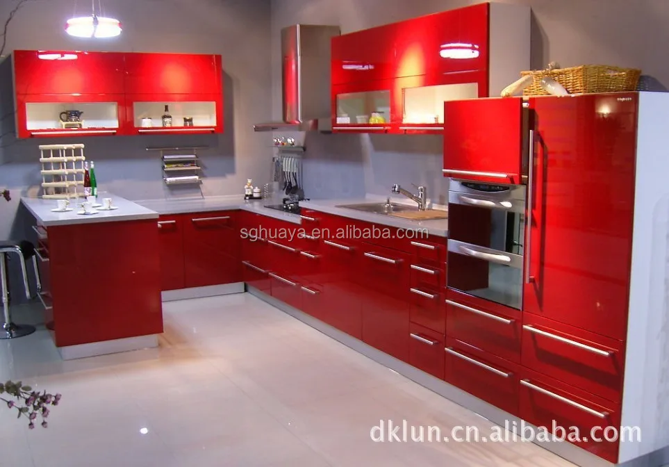 Harga Pabrik Modern Lacquer Finish Dapur Kabinet Dengan Warna Merah Harga Pabrik Modern Lacquer Finish Dapur Kabinet Dengan Warna Merah