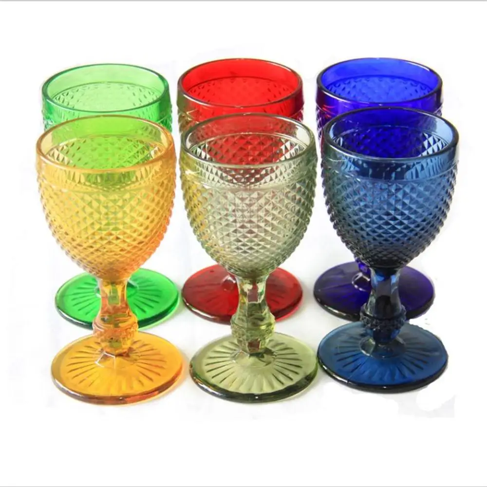 Color Never Fade Embossing Goblet Glass 