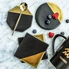 Creative black gold ceramic coaster insulation pad gold-plated blank ceramic coasters
