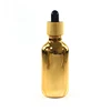 new product electroplating gold and silver 30ml bamboo cap essential oil glass bottle with pipette