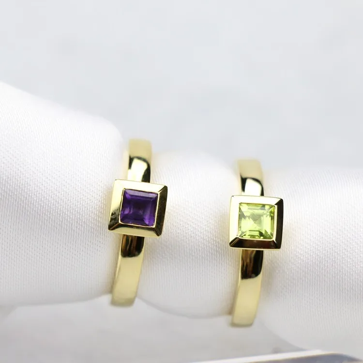 Single Stone Fashion Ring Designs For Ladies In Gold Plated Sterling