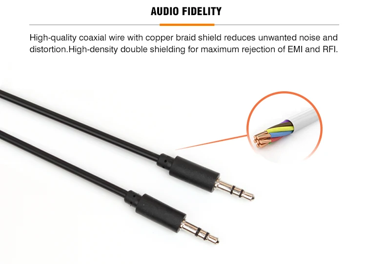 Wholesale Factory Price 3.5mm Audio Aux Cable 3.5mm 3 Pole To 3.5mm 3
