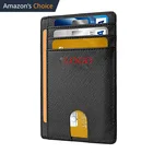 Cart&atilde;o bolsa carteira de viagem Minimalista Magro Bolso Frontal RFID Bloqueio Carteira de Couro