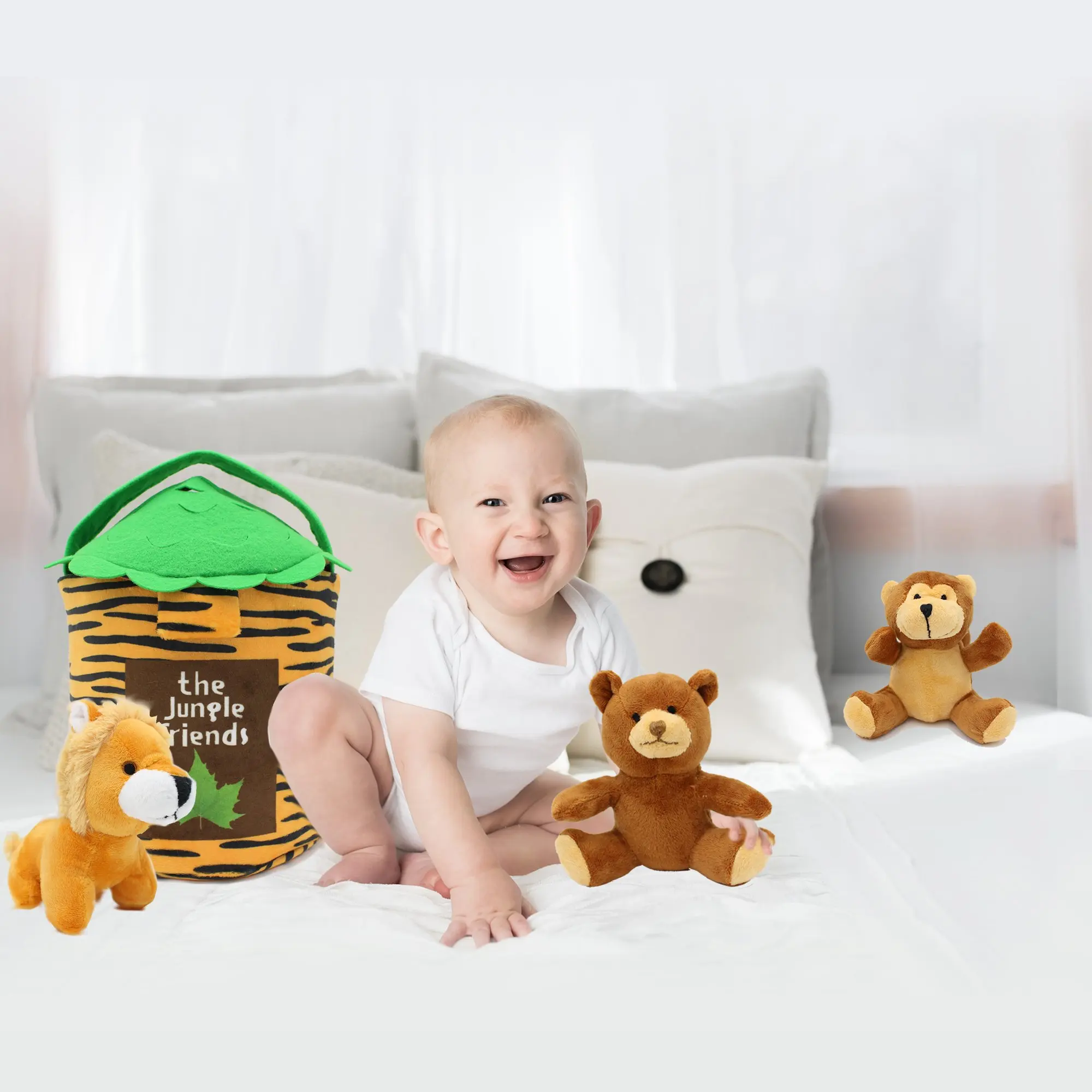 Talking Plush Animals 8 Piece Jungle Friends Stuffed 6" Animals And