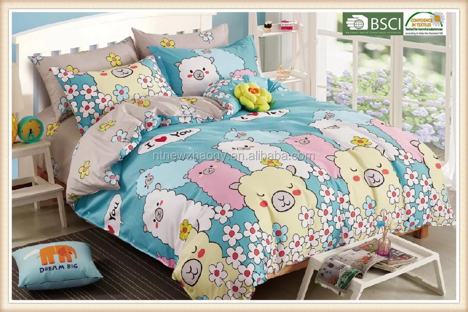 Super Cute Alpaca Pigment Print Cotton Bedding Set,Duvet Cover Set