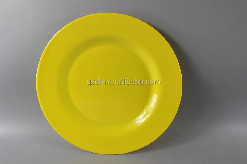 Solid color Melamine dinner plate yellow