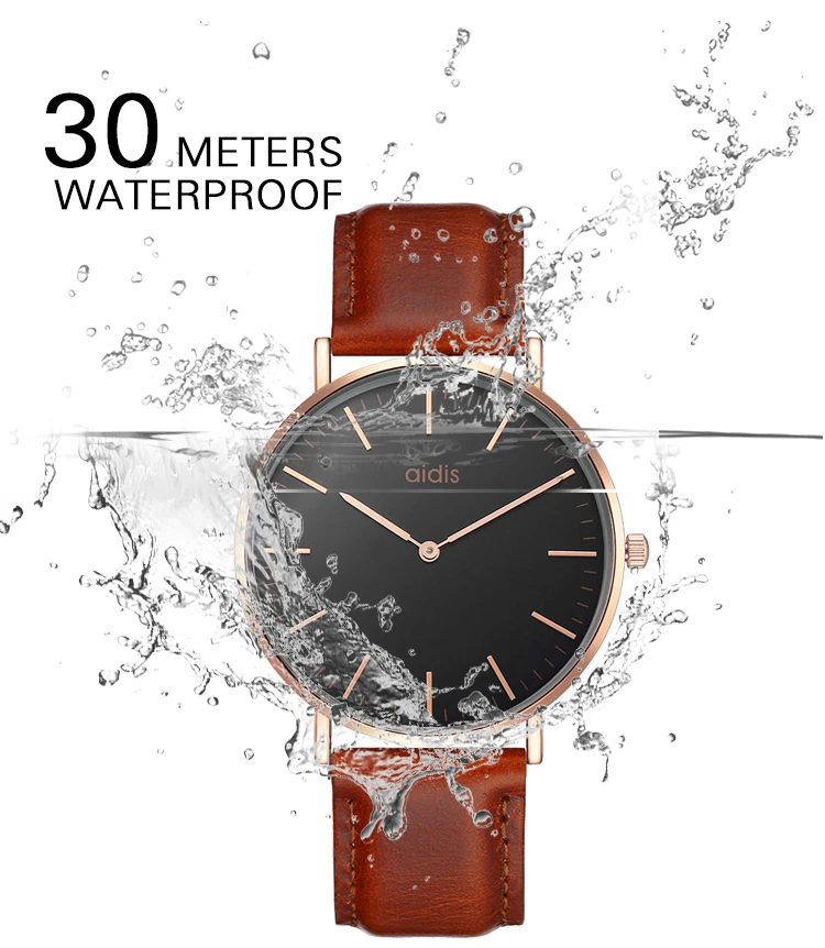 OEM Custom Logo Leather Waterproof Rose Gold Wrist Watch Japan Miyota Movement Quartz Watches Men Luxury