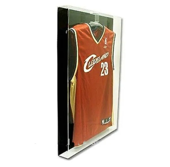 Hot Selling Acrylic Clear Tshirt Display Case With Black Back,Wallmounted Keepsake Holder