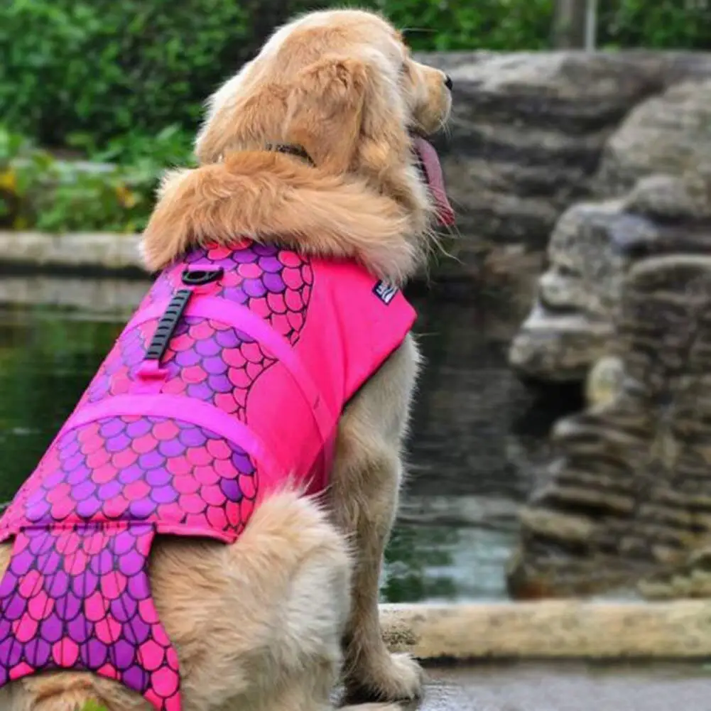 Chicdog Dog Life Vests for Swimming Service Dog Vest Big Fish Pet Life Vest Dog Life Jackets Vest Outdoor Rescue Dog Swimming Jacket Summer Wear