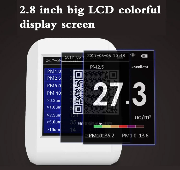 Indoor Air Quality  Detector Gas Portable PM 2.5 Monitor Air Pollution Meter