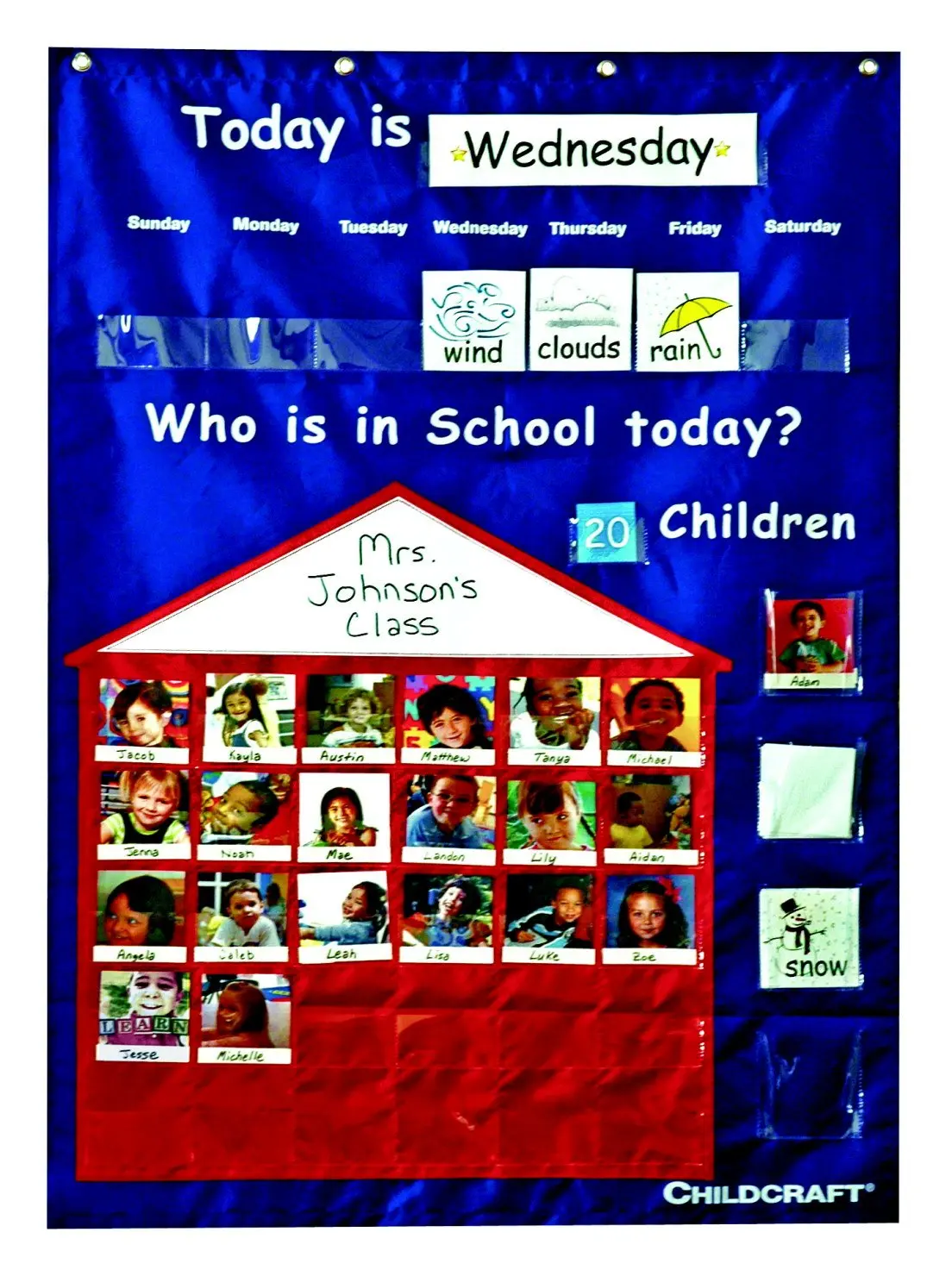 Childcraft 1435205 Classy Math Pocket Chart for Grade Pre-K to K, 32" x 43-1/2", Blue