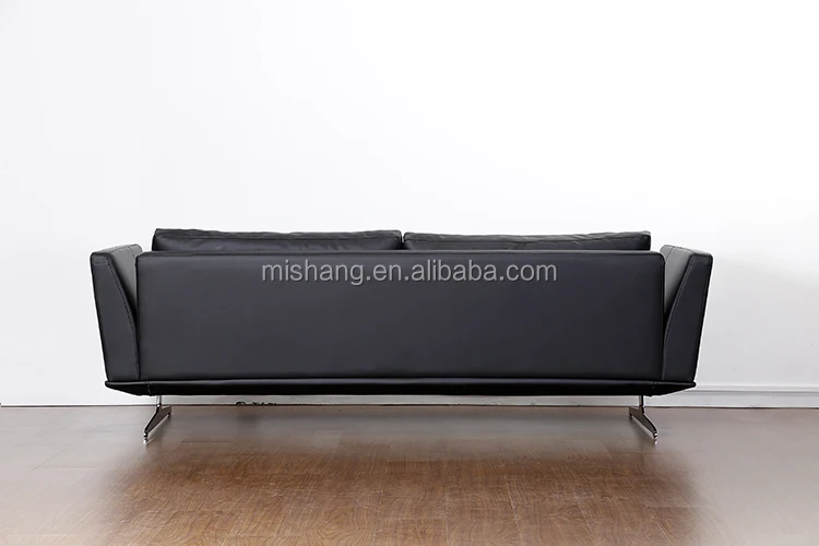 North America furniture black modern leather sofa set