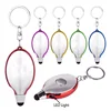 Metallic silver flat oval plastic key chain button cell press on led light mobile phone tablet touch screen PC computer stylus