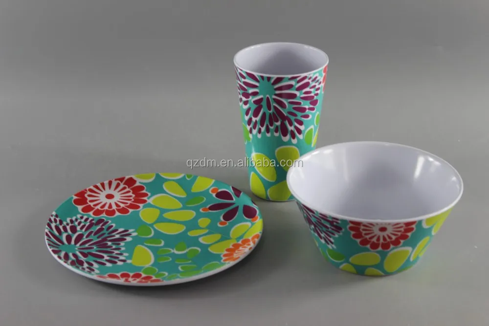 Set Of 3 Pieces Melamine Plastic Dinner Ware Set