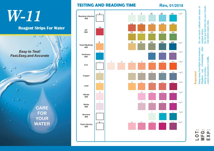 Water Quality Test Strips 11 parameter for drinking water, swimming