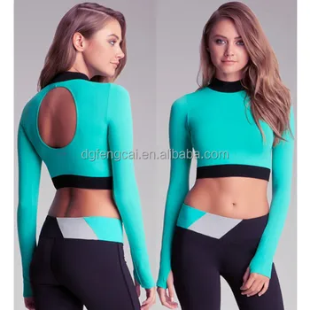 long sleeve compression crop top