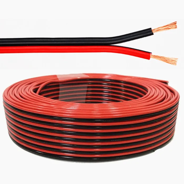 fil double 2X0,75mm² rouge/noir câble souple haut-parleur lampes coupe 10M 