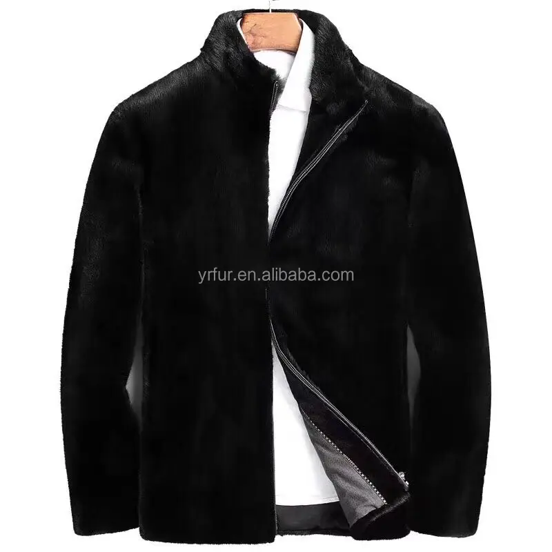 YR1130 Winter Good Quality Outfits Men Mink Fur Coats Black Men's Jackets