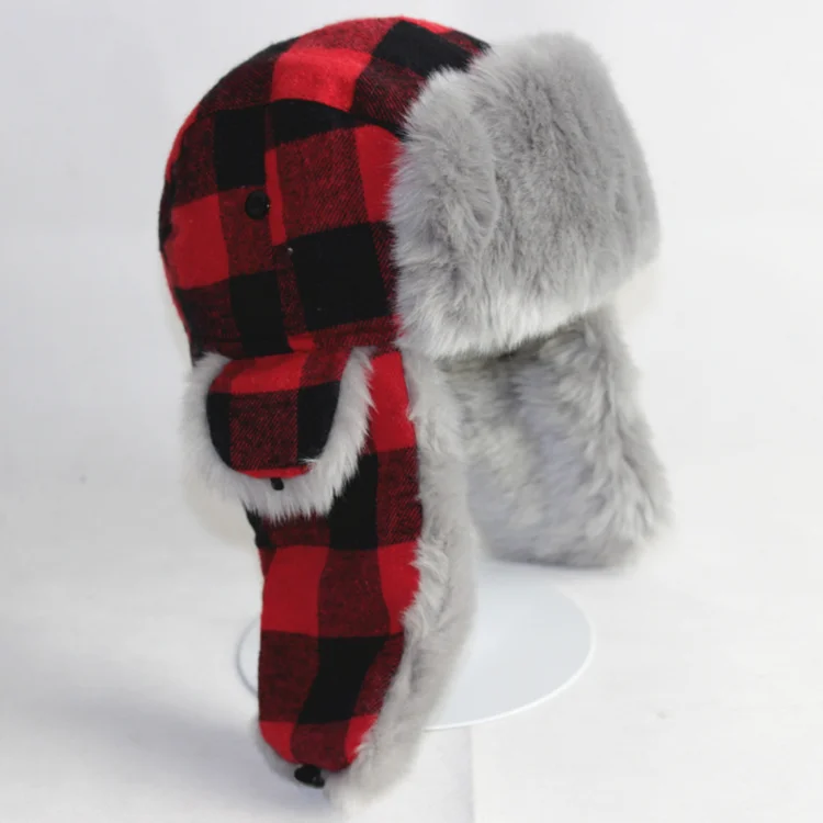 plaid fur hat