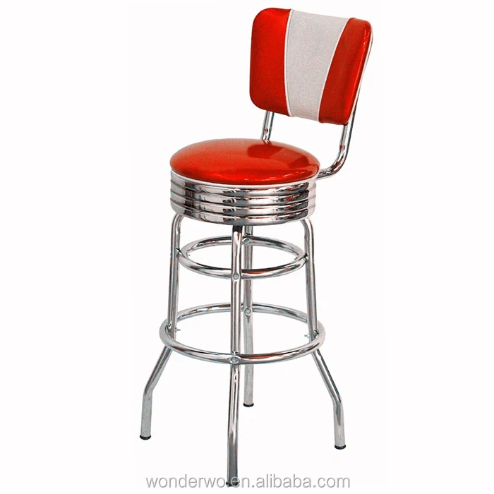 Vback American Retro Diner Bar Stools High Chair Restaurant Furniture