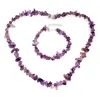 Natural Agate Amethyst Quartz Sea Opal Moon Stone Jewelry Single Chips Stone Beaded Bracelets Necklace Set