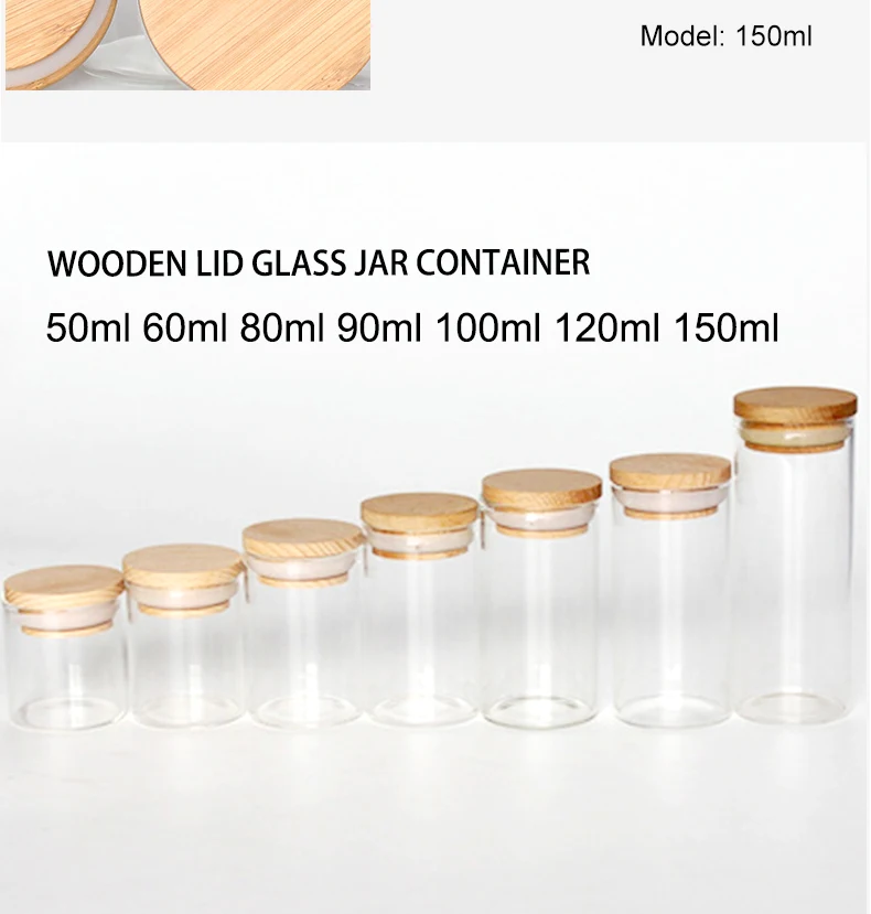 Wooden Lid Glass Jar Container With Bamboo Lid For Food Buy Glass Jar