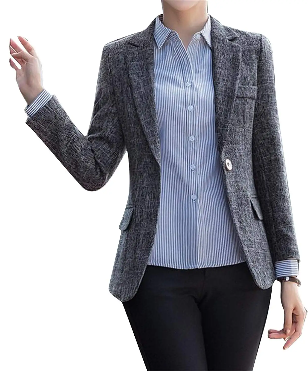 Fensajomon Men Casual Business Solid Cotton Linen Two Button Dress Blazer Jacket Sport Coat