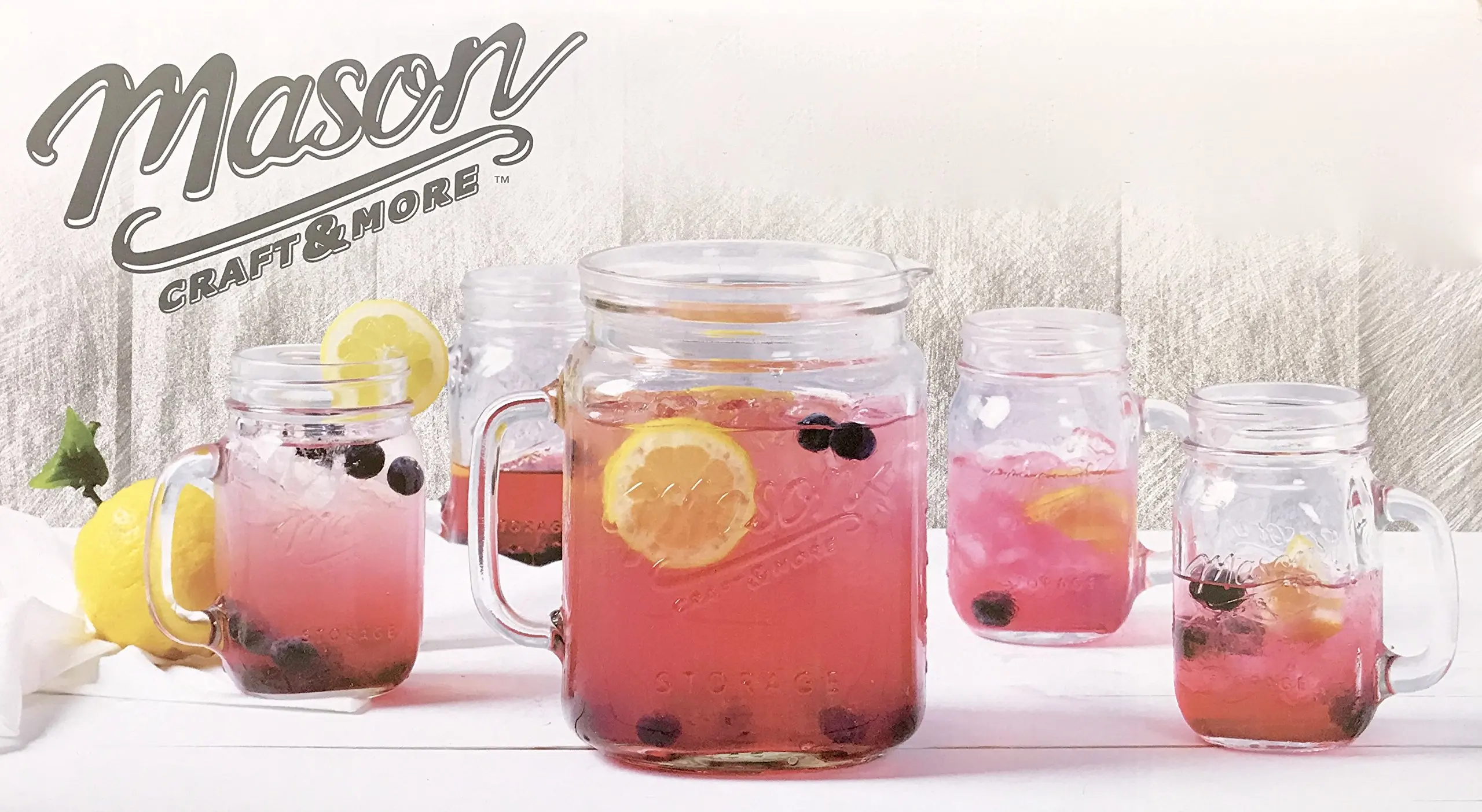 Mason Jar 5-Piece Glass Drinkware Set