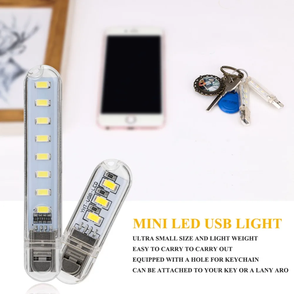 For PC Desktop Laptop Notebook Reading LED Lamp USB Light 8 Leds Night Light 
