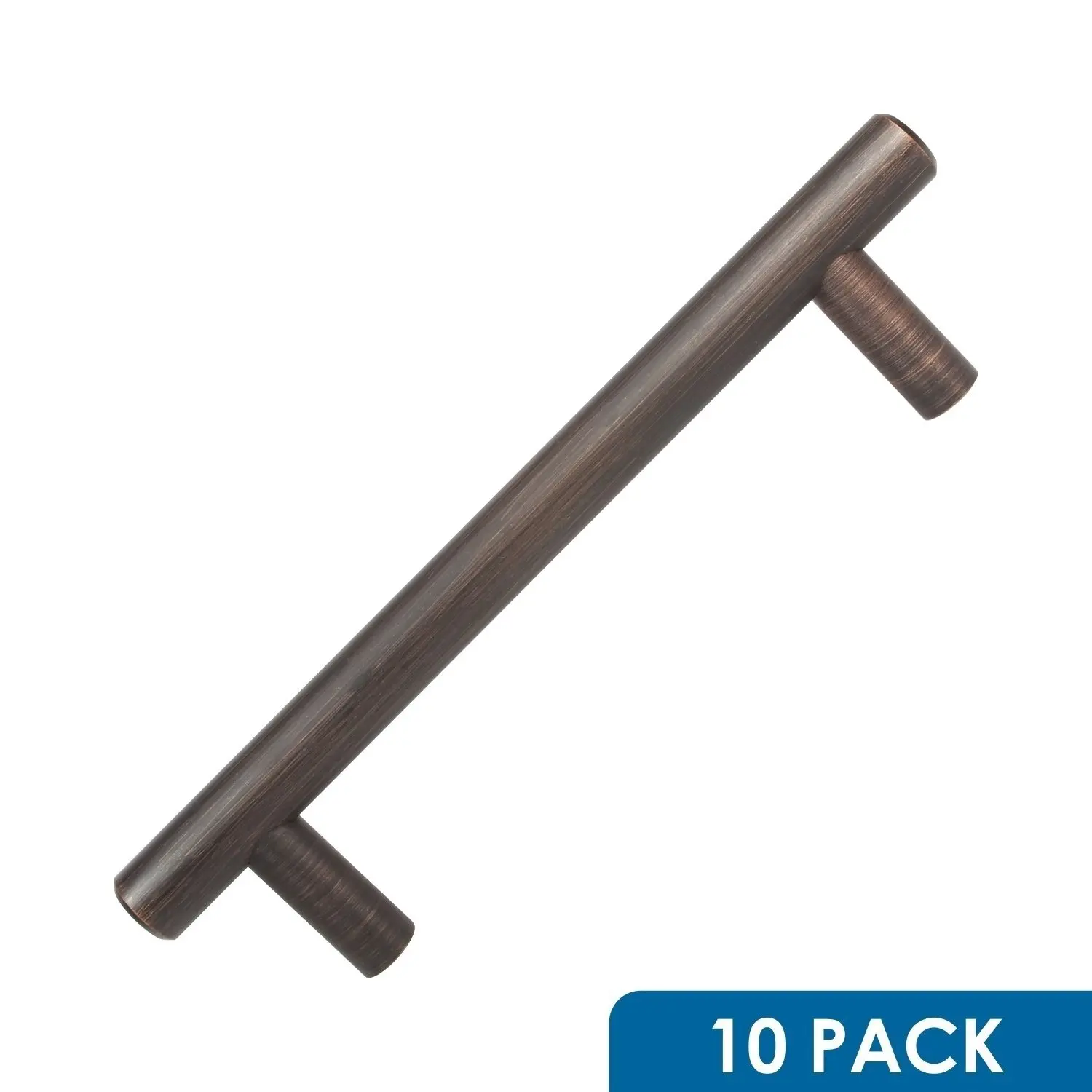 10 Pack Rok Hardware 4-1/4" (108mm) Center Oil-Rubbed Bronze Contemporary Euro Style Solid Metal Kitchen Cabinet Drawer Door Handle Pull 5-13/16" (148mm) Length