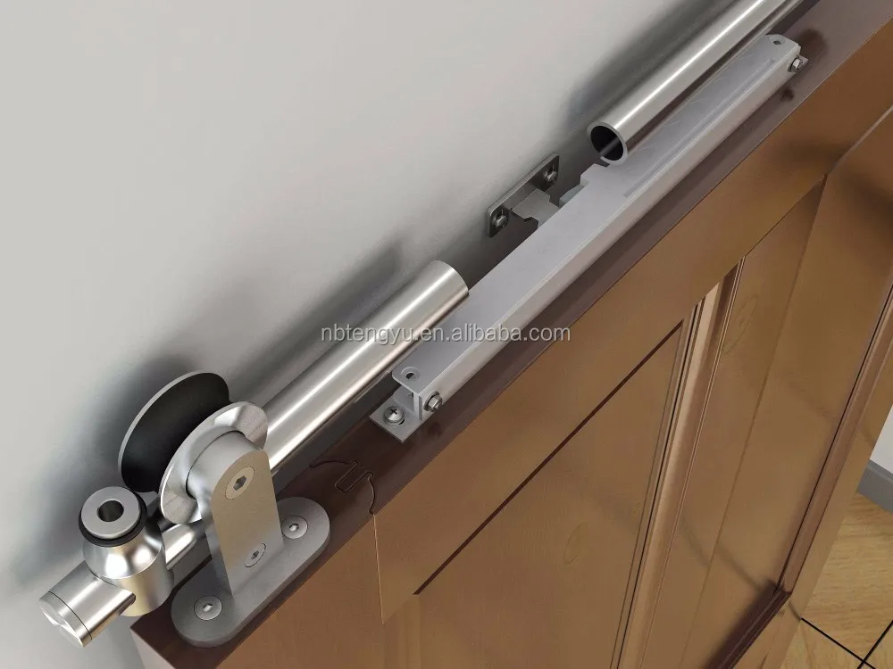 Sliding Wood Barn Door Stainless Steel Soft Closing Mechanism,Wooden