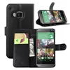 for HTC One M9 wallet stand case with credit card, classic black PU leather case for htc One M9