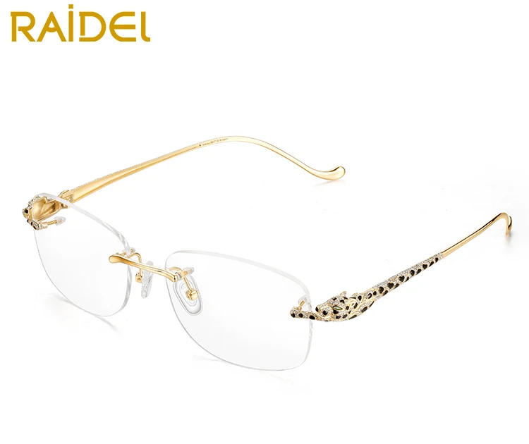 Luxury Gorgeous Eyeglasses Frames Rimless 18k Gold Diamonds Optic ...