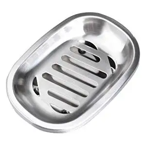 REPEAK Oval Stainless Steel Soap Dish Soap Holder for Bathroom and Shower Double Layer Draining Soap Box