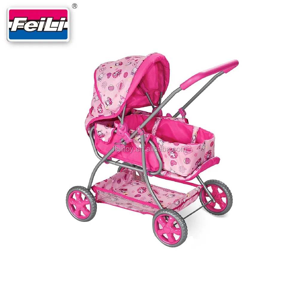 Fei Li Stroller Luxurious Metal Doll Pram Stroller With Basket Dolls