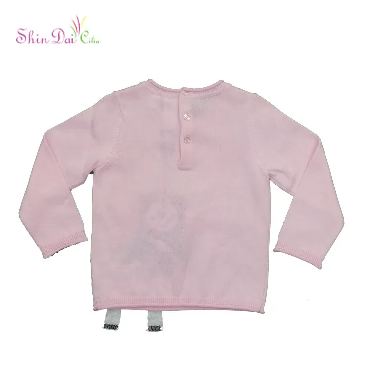 Popular New Designed Lovely Cat Pattern Infant Baby Girl Knit Pullover Sweater